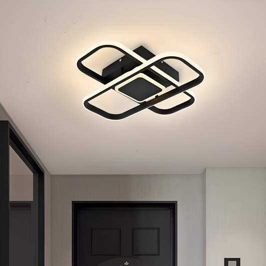 Lustra LED cu telecomanda VECTOR QUAD 52W, lumina Rece/Calda/Neutra, Dimabila, Negru