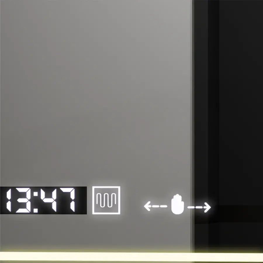 Oglinda LED Rectangulara, 60x80cm, Venezia Senzor MotionGlow Marcello, Sistem Dezaburire, Ceas & Termometru, Dimabila, Lumina Calda Neutra Rece 3000K/4000K/6000K