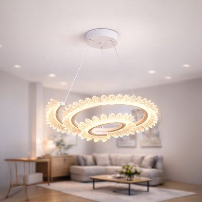 Lustra LED cu Telecomanda  LT188WH, Cristal si Metal, 40W, Dimabila, Inaltime Reglabila, Lumina Rece/Calda/Neutra, Iluminat Luxos