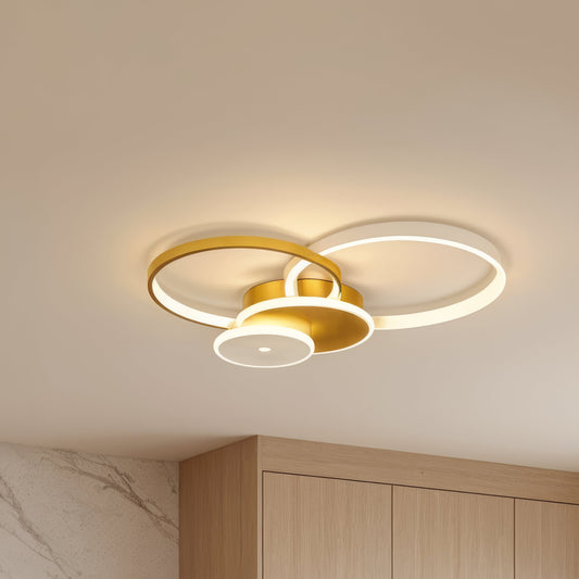 Lustra LED cu telecomanda KILLIAN 80W, 4 Cercuri, lumina Rece/Calda/Neutra, Dimabila, Auriu
