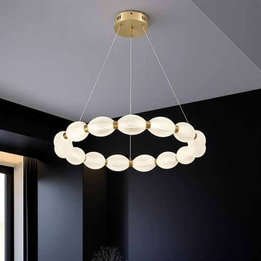 Lustra LED suspendata  FAUSTO II, 42W, lumina Rece/Calda/Neutra, Inaltime Reglabila, Auriu