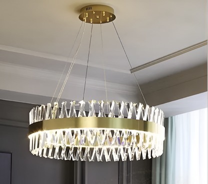 Candelabru LED CASERTA Magno cu Telecomandă, 68W, Dimabil, 3000K/4000K/6000K,Diametru 60cm, Auriu