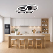 Lustra LED cu telecomanda BETTY 43W, 4 Cercuri, lumina Rece/Calda/Neutra, Dimabila, Negru