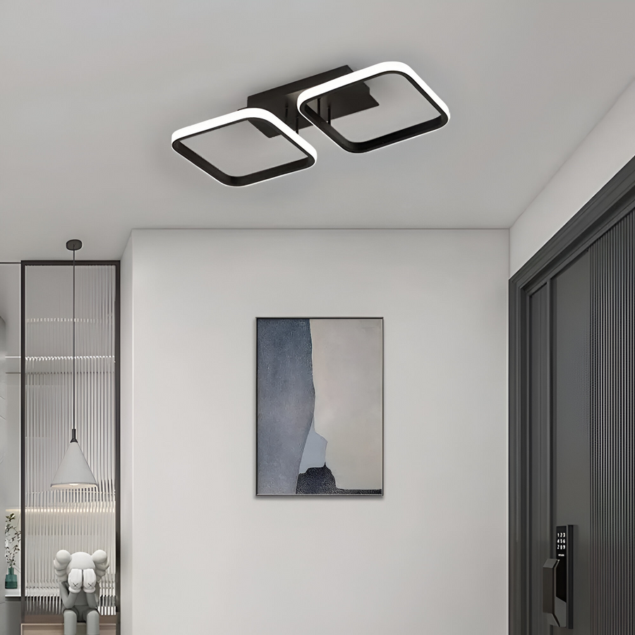 Lustra LED VERTEX 21W, 2 Patrate, Liniara, lumina Rece/Calda/Neutra, Neagra
