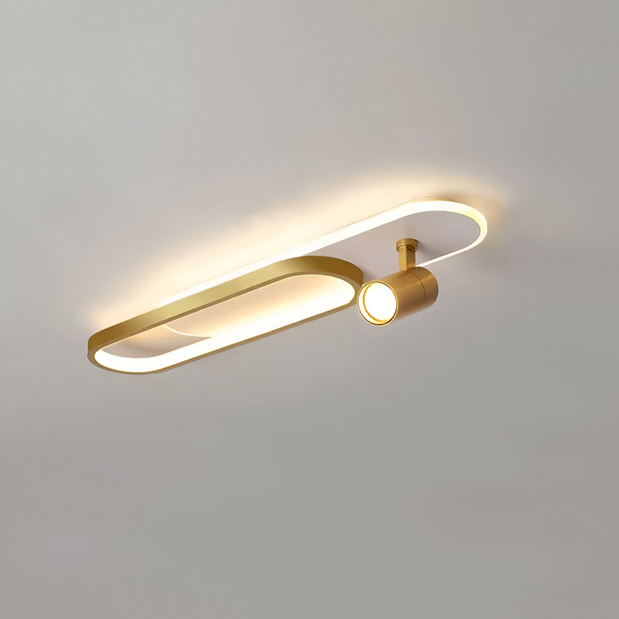 Lustra LED cu Proiector Reglabil FISSO Camilla, 48W, lumina Rece/Calda/Neutra 3000K/4000K/6000K, Auriu Lucios, Metal si Acril