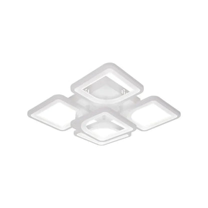 Lustra LED cu telecomanda ZOE 96W, 5 Patrate, lumina Rece/Calda/Neutra, Dimabila, Alb