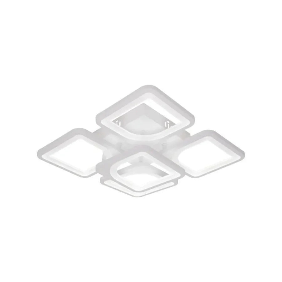 Lustra LED cu telecomanda ZOE 70W, 5 Patrate, lumina Rece/Calda/Neutra, Dimabila, Alb