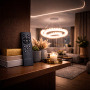Lustra LED cu Telecomanda  LT188WH, Cristal si Metal, 40W, Dimabila, Inaltime Reglabila, Lumina Rece/Calda/Neutra, Iluminat Luxos