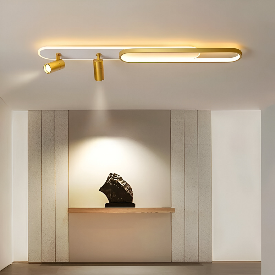 Lustra LED cu Proiector Reglabil FISSO Camilla, 66W, lumina Rece/Calda/Neutra, Auriu Lucios