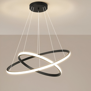 Lustra LED suspendata RICCI 25W, 2 Cercuri, lumina Rece/Calda/Neutra, Negru, Inaltime Reglabila