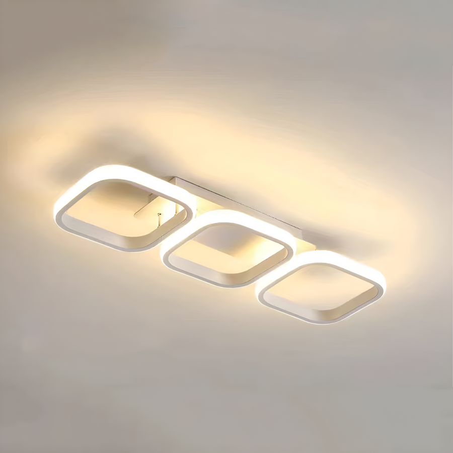 Lustra LED VERTEX 34W, 3 Patrate, Liniara, lumina Rece/Calda/Neutra, Alb