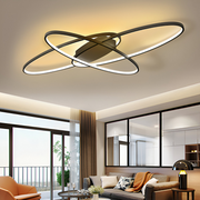 Lustra LED cu telecomanda ORBITA 74W, 3 Elemente, Ovala, lumina Rece/Calda/Neutra, Dimabila, Negru
