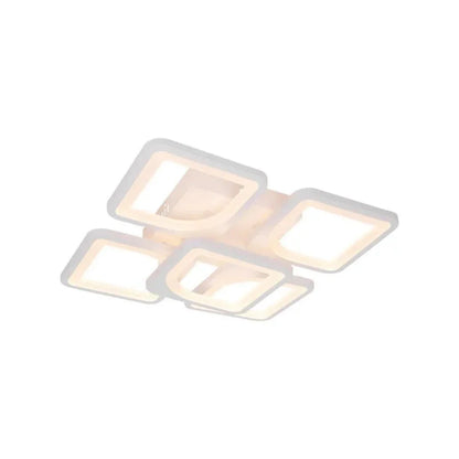 Lustra LED cu telecomanda ZOE 70W, 5 Patrate, lumina Rece/Calda/Neutra, Dimabila, Alb