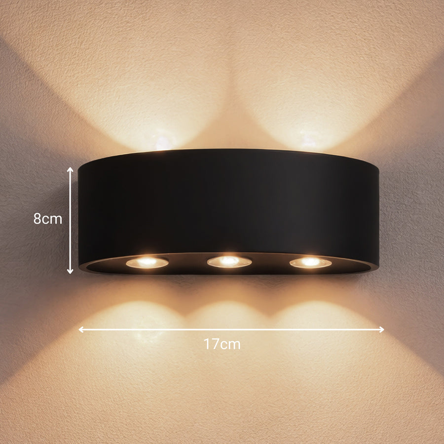 Aplica LED Exterior Ellis, 6W, 6 Surse de lumina, Lumina Calda, Negru