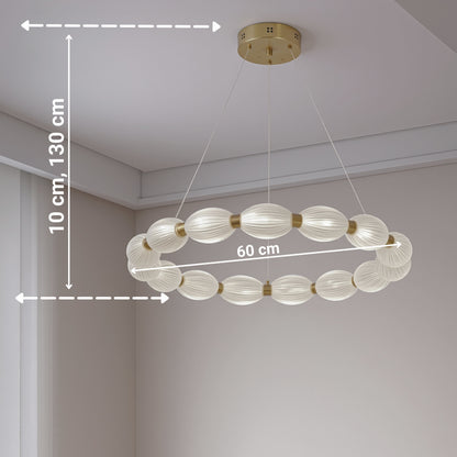 Lustra LED suspendata  FAUSTO II, 42W, lumina Rece/Calda/Neutra, Inaltime Reglabila, Auriu