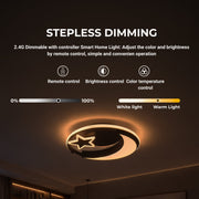 Lustra LED cu telecomanda ALYONA 44W, Luna si Stea, lumina Rece/Calda/Neutra, Dimabila, Negru