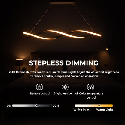 Lustra LED Suspendata cu Telecomanda, FLUX, 27W, 116cm, Lumina Rece/Calda/Neutra 3000K/4000K/6000K, Dimabila, Negru, Inaltime Reglabila, Metal si Silicon