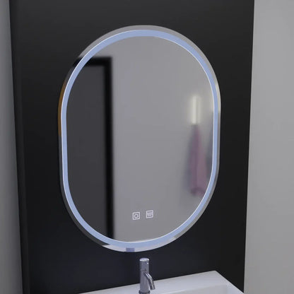Oglinda LED Ovala, 60x80cm, Velara Touch, Sistem Dezaburire, Dimabila