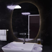 Oglinda LED Ovala, 60x80cm, Ranya Senzor MotionGlow Marcello, Sistem Dezaburire, Ceas & Termometru, Dimabila