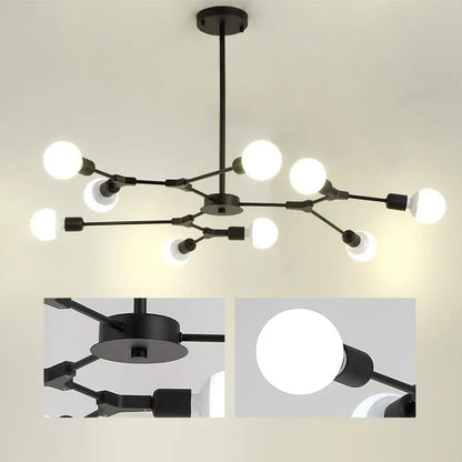 Lustra Architek Nona, 9x E27, Negru, Metal