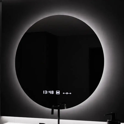 Oglinda LED Rotunda, 70cm, Serenite MotionGlow Marcello, Sistem Dezaburire, Ceas & Termometru, Dimabila
