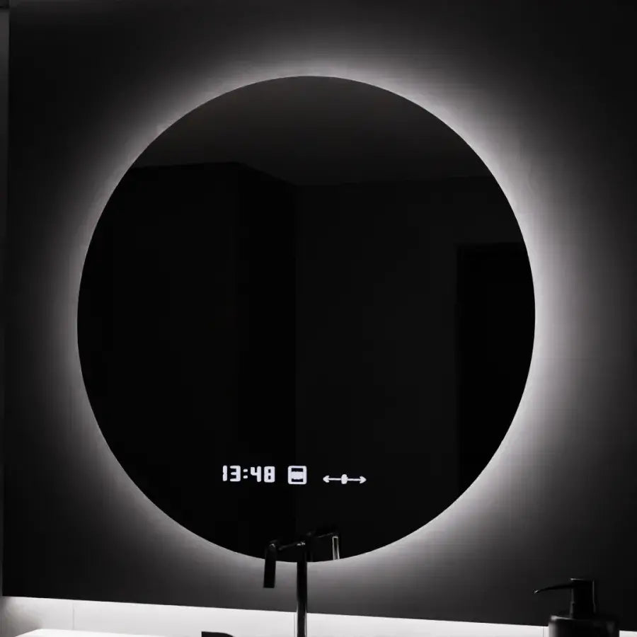 Oglinda LED Rotunda, 70cm, Serenite MotionGlow Marcello, Sistem Dezaburire, Ceas & Termometru, Dimabila