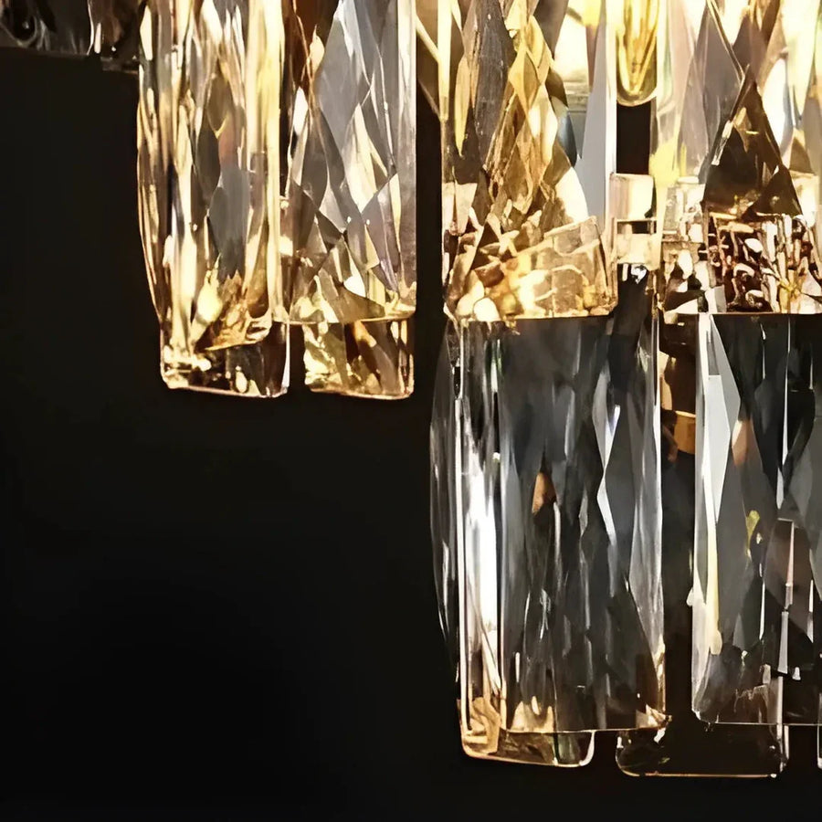 Candelabru Cristal VERSAILLES Eleganza 8x E14, 48 cm, Auriu Lucios si Negru, Inaltime Reglabila