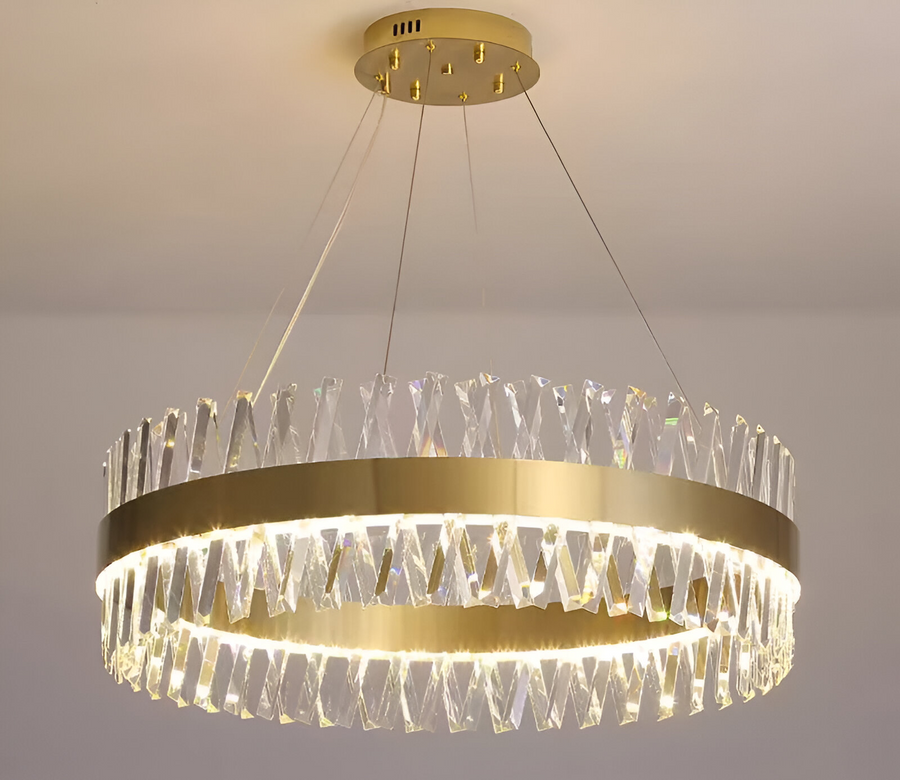 Candelabru LED CASERTA Magno cu Telecomandă, 68W, Dimabil, 3000K/4000K/6000K,Diametru 60cm, Auriu
