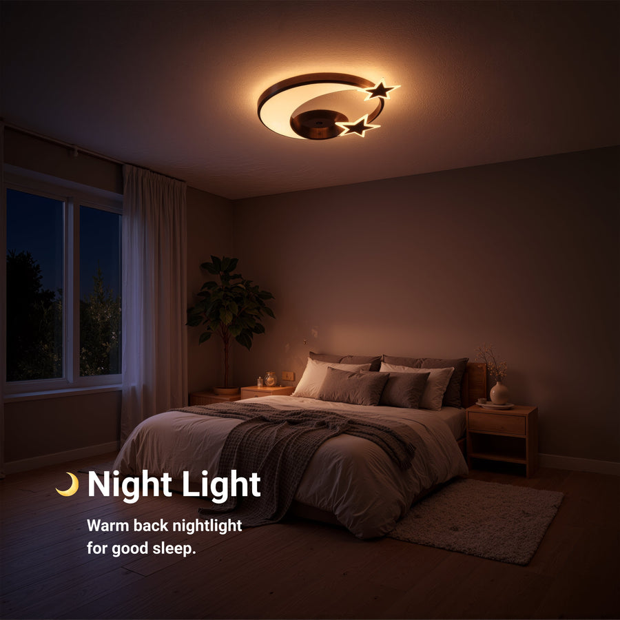 Lustra LED cu telecomanda ALYONA 44W, Luna si Stea, lumina Rece/Calda/Neutra, Dimabila, Negru