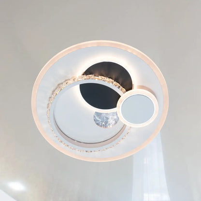 Lustra LED cu cristal HELIOX, 37W, 4 Cercuri, lumina Rece/Calda/Neutra, Alb