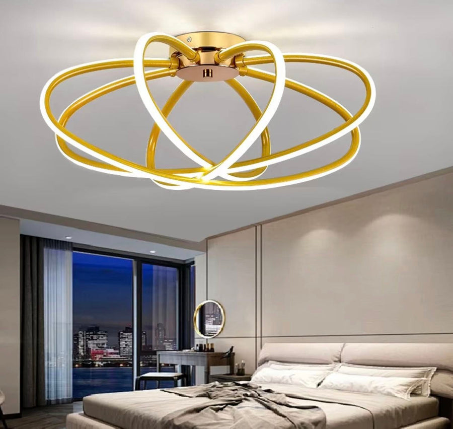 Lustra LED cu Telecomanda LT770/500GD, 45W, Lumina Calda/Rece/Neutra 3000K/4000K/6000K, Dimabila, Aurium Metal