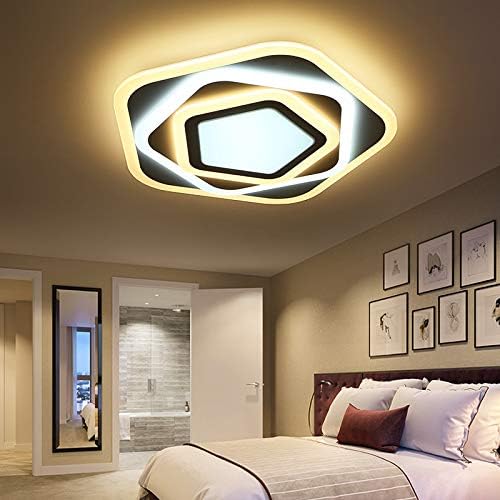 Lustra LED cu Telecomanda PENTAGON 59W, 40cm, Lumina Rece/Calda/Neutra 3000K/4000K/6000K, Alb, Metal si Acril