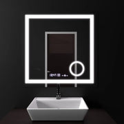 Oglinda LED Rectangulara, 60x60cm, Souverain MotionGlow Marcello, Sistem Dezaburire, Ceas & Termometru, Lupa Cosmetica, Dimabila