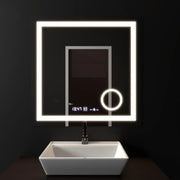 Oglinda LED Rectangulara, 60x60cm, Souverain MotionGlow Marcello, Sistem Dezaburire, Ceas & Termometru, Lupa Cosmetica, Dimabila