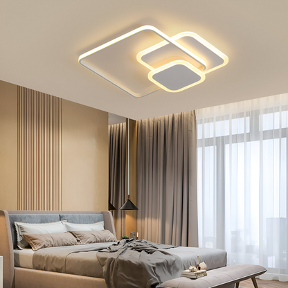 Lustra LED cu telecomanda ANEMONA 75W, 3 Patrate, lumina Rece/Calda/Neutra, Dimabila, Alb