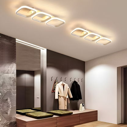 Lustra LED VERTEX 34W, 3 Patrate, Liniara, lumina Rece/Calda/Neutra, Alb