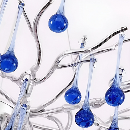 Candelabru Cristal CC335/600CH, 7x G9, Crom si Cristale Albastre, 60cm, Inaltime Reglabila