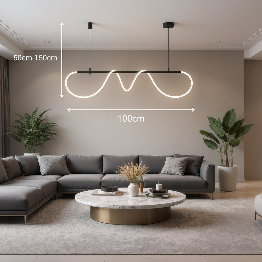 Lustra LED DIVINO cu Tub Silicon Flexibil – 24W, Lumina Reglabila, Negru Mat