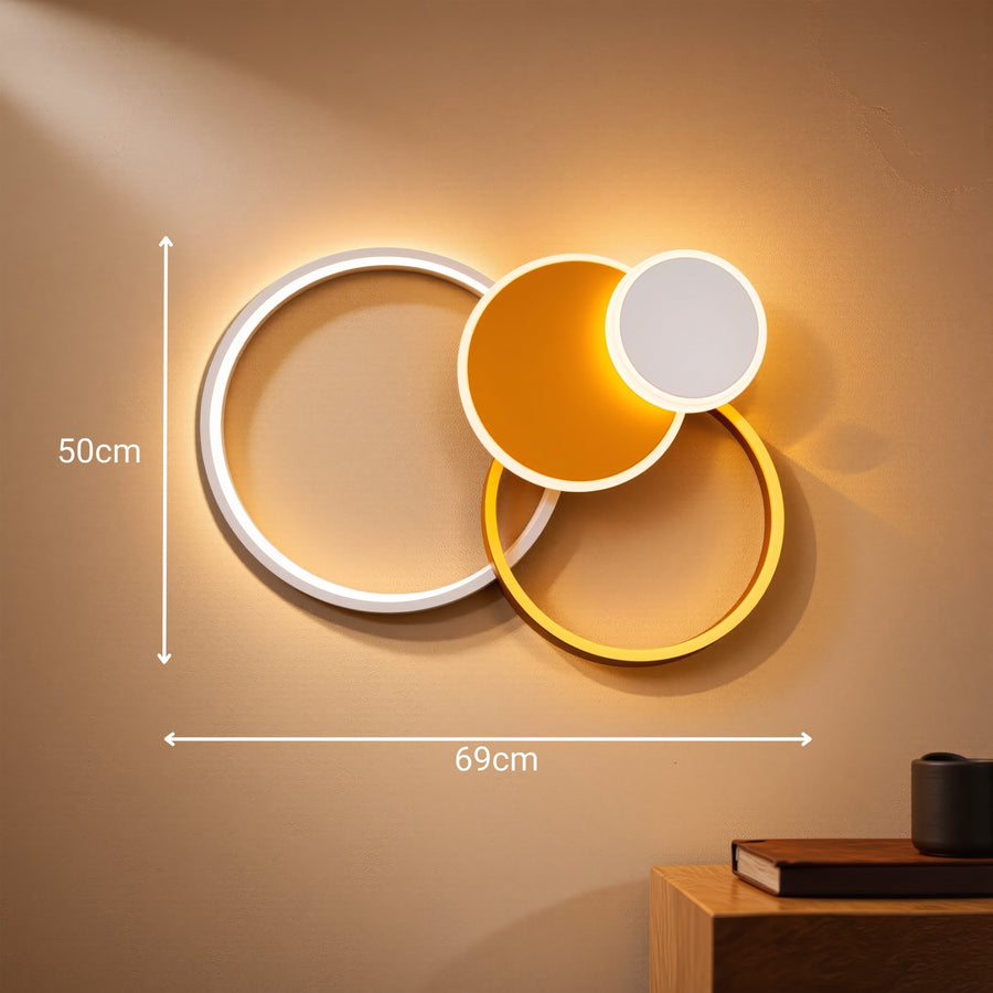 Lustra LED cu telecomanda KILLIAN 80W, 4 Cercuri, lumina Rece/Calda/Neutra, Dimabila, Auriu