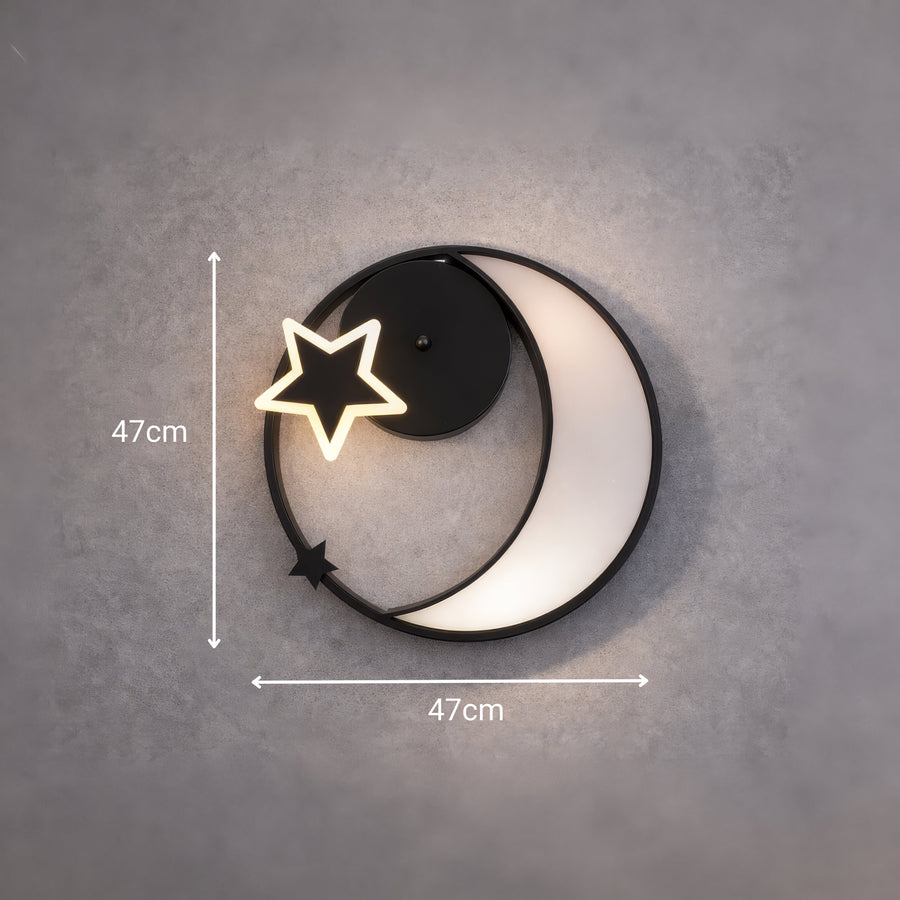 Lustra LED cu telecomanda ALYONA 44W, Luna si Stea, lumina Rece/Calda/Neutra, Dimabila, Negru