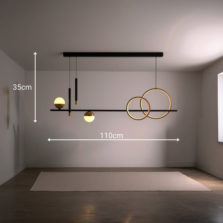 Lustra LED suspendata cu telecomanda DAMARA 44W, lumina Rece/Calda/Neutra, Dimabila, Negru, Inaltime Reglabila