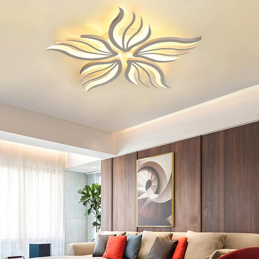 Lustra LED cu telecomanda SAKURA 60W, 5 Petale, lumina Rece/Calda/Neutra, Dimabila, Alb