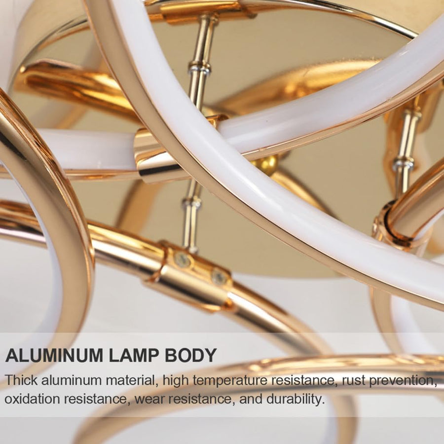 Lustra LED cu Telecomanda LT771/500GD, 25W, Lumina Calda/Rece/Neutra 3000K/4000K/6000K, Dimabila, Auriu, Metal si Silicon