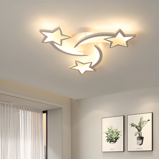 Lustra LED cu telecomanda IPOMOEA 51W, 3 Stele, lumina Rece/Calda/Neutra, Dimabila, Alb