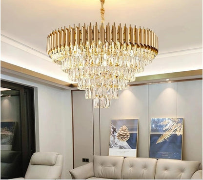 Candelabru Cristal VERSAILLES Supremo, CC900/800GD, 12xE14, Diametru 80cm, Auriu Lucios, Inaltime Reglabila, Metal si Cristal