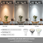 Lustra Clasica Moderna, LC500/4BK cu Proiector Liniar, 4XGU10, Metal, Negru, Becuri Neincluse