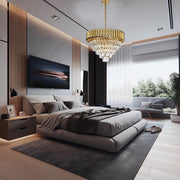 Candelabru Cristal VERSAILLES Supremo, CC900/800GD, 12xE14, Diametru 80cm, Auriu Lucios, Inaltime Reglabila, Metal si Cristal