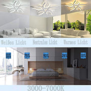 Lustra LED cu telecomanda SAKURA 60W, 5 Petale, lumina Rece/Calda/Neutra, Dimabila, Alb