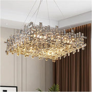 Candelabru Cristal RZ-2/500x500GD , 10xE14, Diametru 50cm, Auriu Lucios, Inaltime Reglabila, Design Elegant