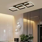 Lustra LED VERTEX 34W, 3 Patrate, Liniara, lumina Rece/Calda/Neutra, Neagra